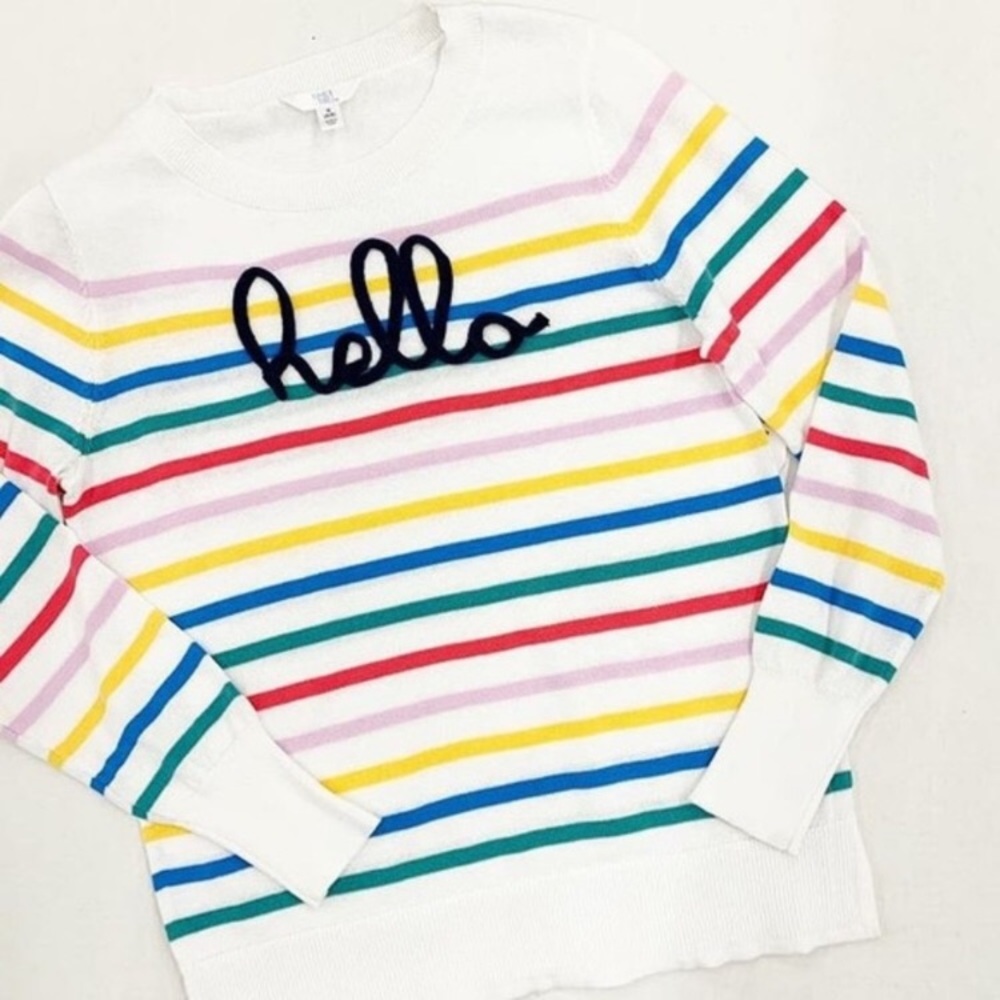 NWT Time & Tru HTF Hello Rainbow Sweater XXL